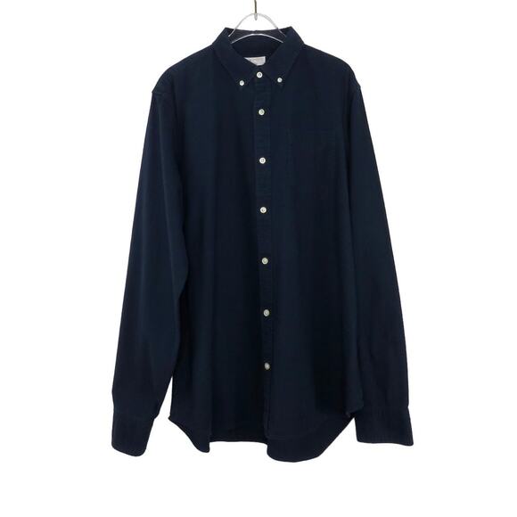 GAP Standard Fit Navy Blue Striped Button-Down Shirt Large Classic Preppy - Picture 1 of 7